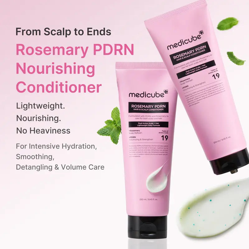 medicube Rosemary PDRN Scalp-to-Hair Strengthening Set | Includes Shampoo, Conditioner, Hair Mask, Scalp Serum | Hair Thinning Care Set for Dry & Oily, Damaged, Frizzy Hair, Oily Flaky-looking Scalp | Korea Hair Care