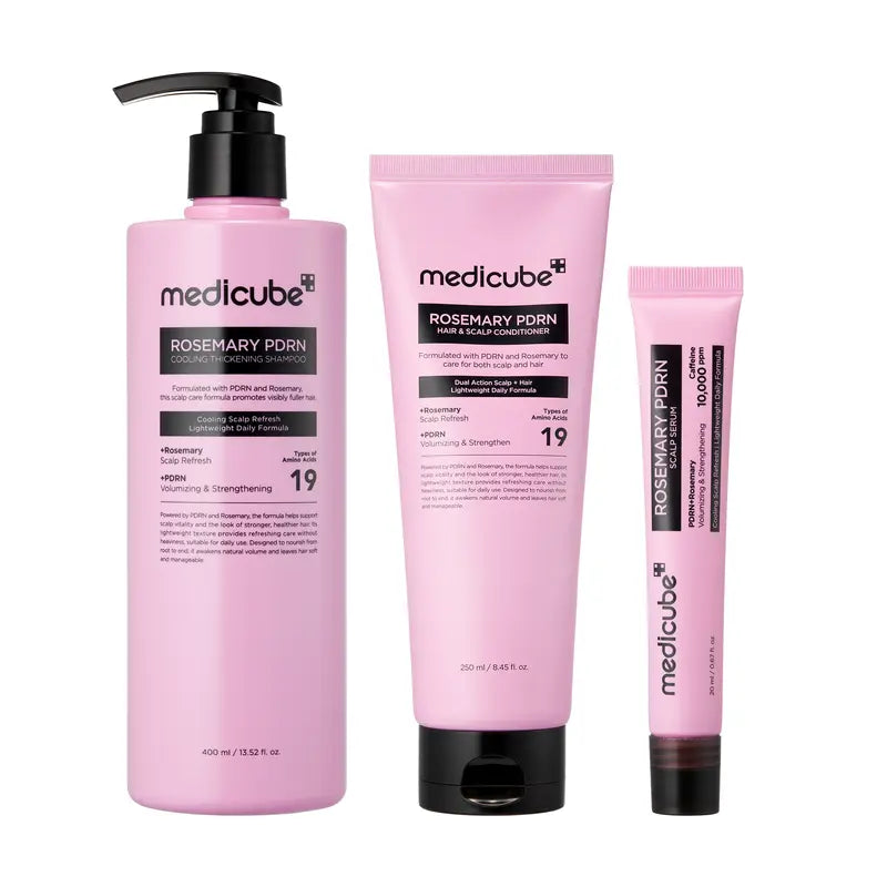 medicube Rosemary PDRN Scalp-to-Hair Strengthening Set | Includes Shampoo, Conditioner, Hair Mask, Scalp Serum | Hair Thinning Care Set for Dry & Oily, Damaged, Frizzy Hair, Oily Flaky-looking Scalp | Korea Hair Care