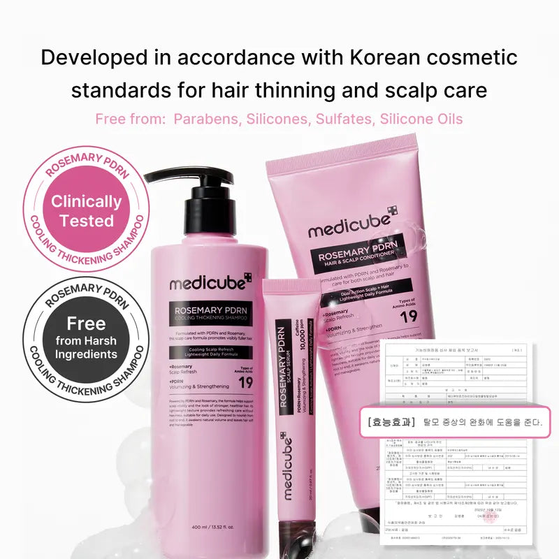 medicube Rosemary PDRN Scalp-to-Hair Strengthening Set | Includes Shampoo, Conditioner, Hair Mask, Scalp Serum | Hair Thinning Care Set for Dry & Oily, Damaged, Frizzy Hair, Oily Flaky-looking Scalp | Korea Hair Care